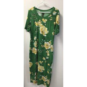 G.I.L.I Floral Maxi Dress With Side Slits Size Small 💚